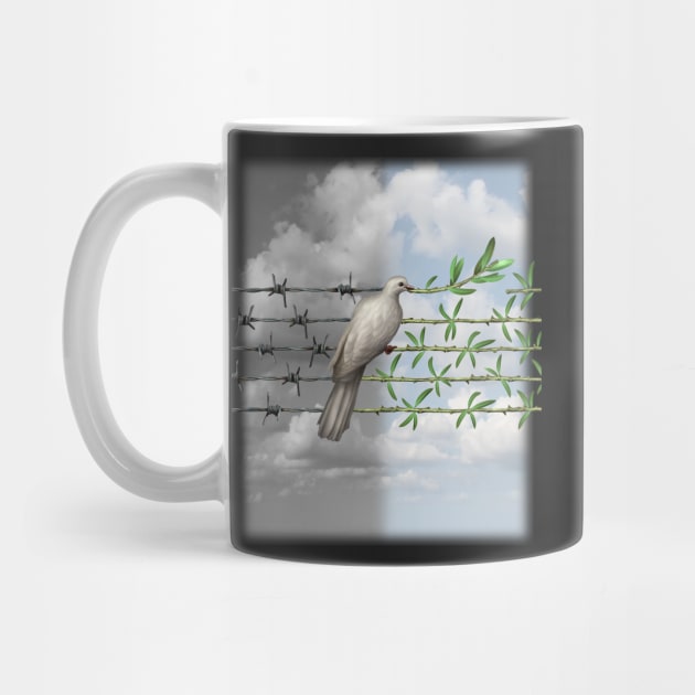 Dove With Olive Branch and Barbed Wire by lightidea